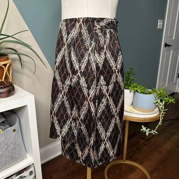 Vintage 90s Jacqueline Ferrar 100% Silk Skirt Abstract Print Petite Size 2 Lined - Picture 5 of 14